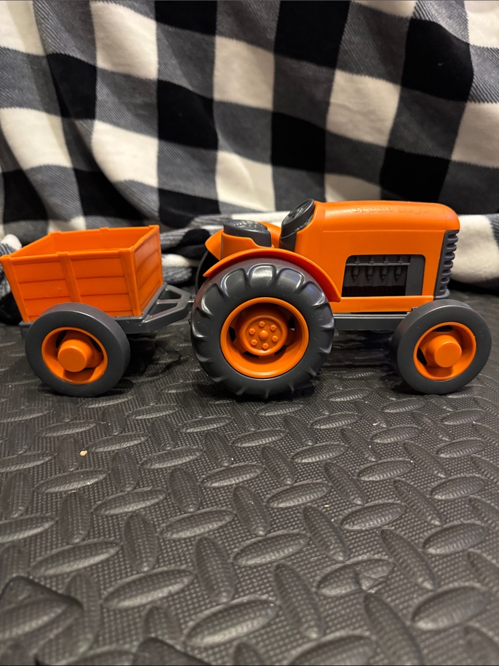 Green Toys Orange Toy Tractor with Trailer - Kids Toy